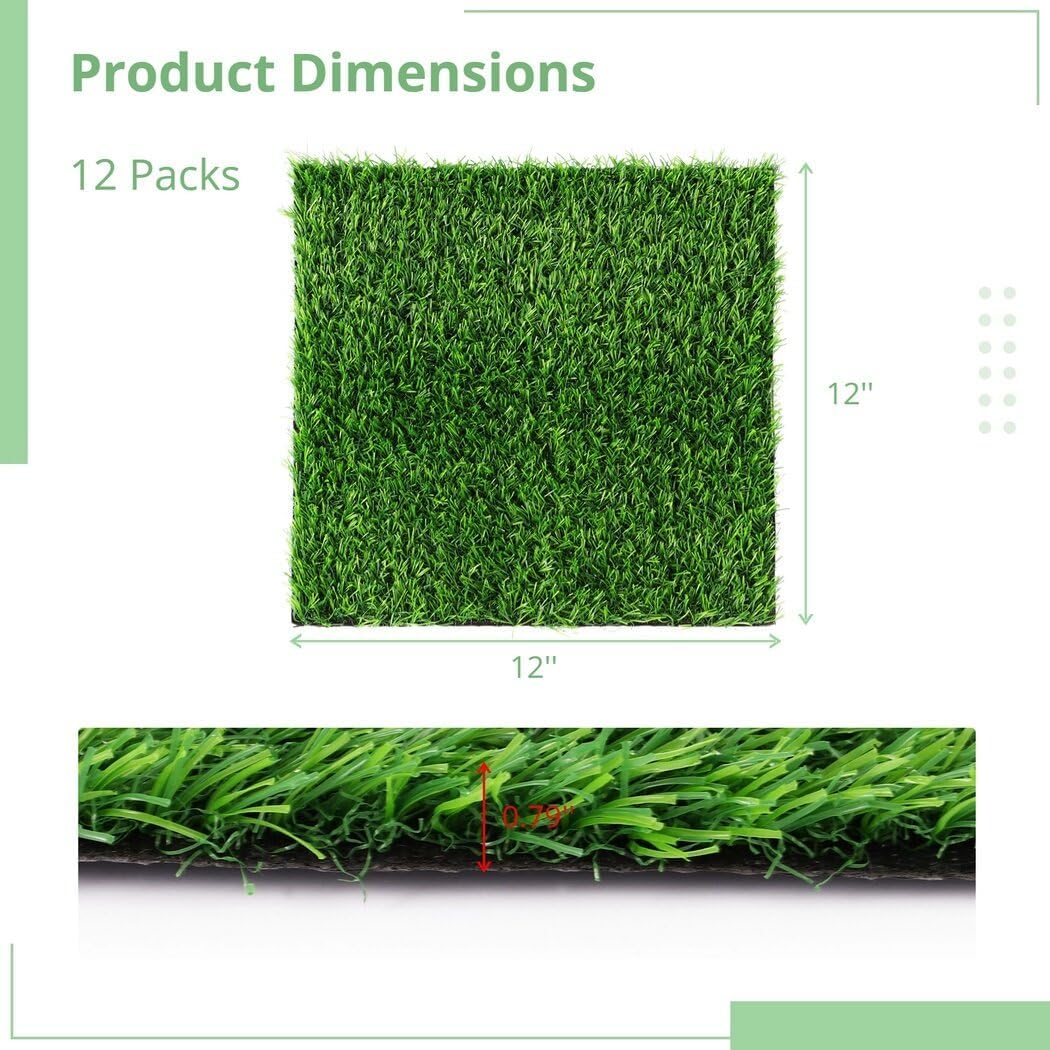 Homaisson 12Pack Chicken Nesting Pads, 12”x12” Nesting Box Pads Artificial Grass Washable Chicken Coop Bedding Laying Rug Fake Turf Mats Grass Carpet Garden Lawn for Hen Small Pets