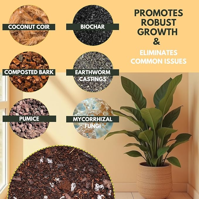 Soil Sage 5 qt Premium Houseplant Soil - U.S.A. Made Well-Draining Nutrient-Rich Potting Mix for Indoor Plants - Coconut Coir, Composted Bark, Pumice & Mycorrhizae for Strong Roots & Growth