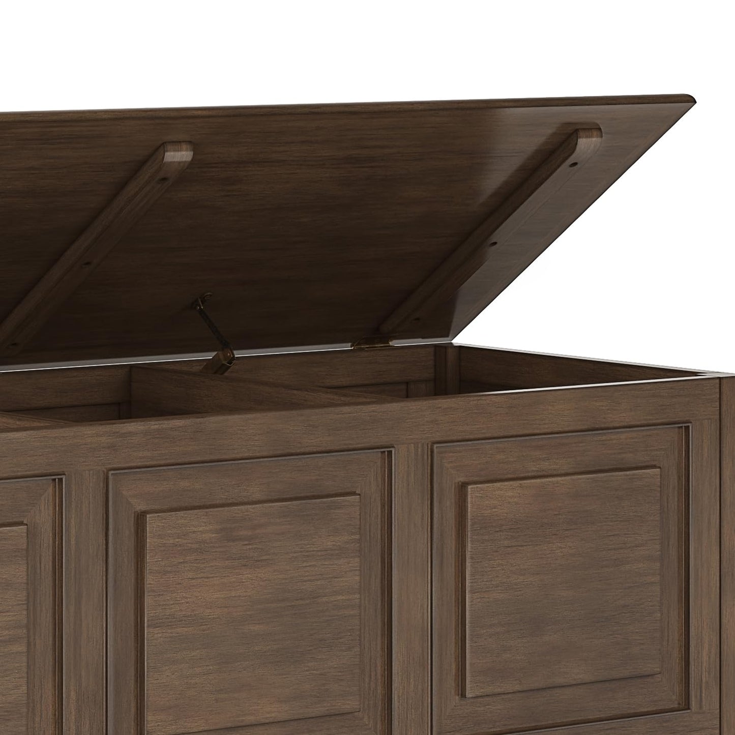 SIMPLIHOME Connaught Entryway Storage Bench - 51 inch Wide Solid Wood Storage Trunk Seat in Natural Aged Brown, Traditional Bench for Entryway or Living Room with Lift-Up Lid and Decorative Moulding
