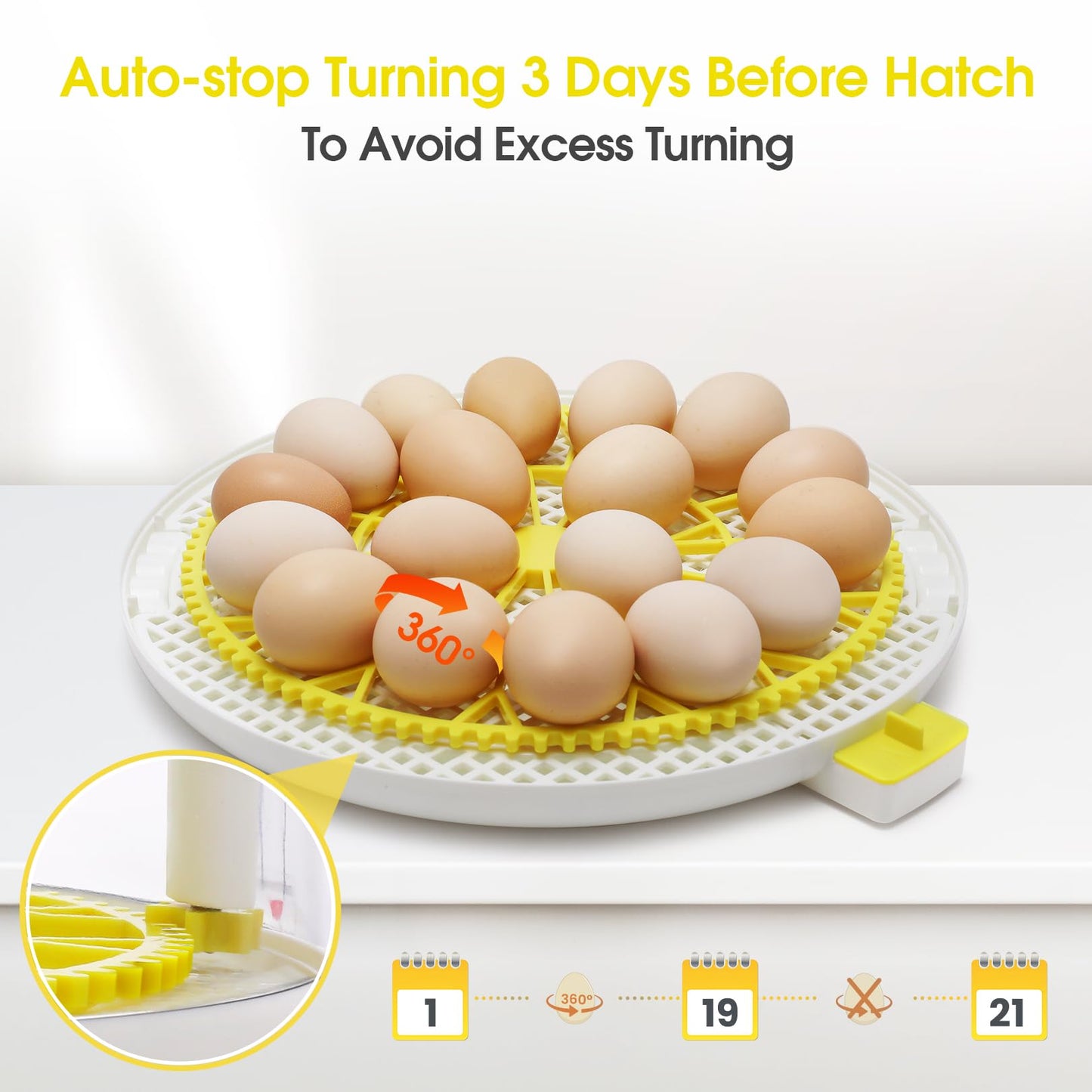18 Egg Incubator,Automatic Turning,Egg Candler,Air Vent, Hatching Chicken Duck Quail Bird,Poultry Incubator for Hatching Chick (Grey-Yellow)