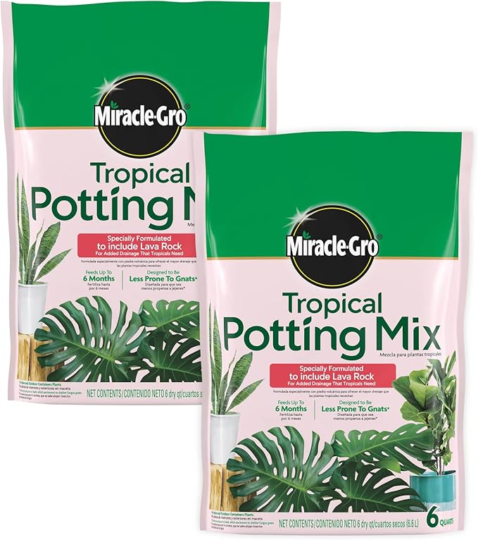 Miracle-Gro Tropical Potting Mix - Growing Media for Tropical Plants Living in Indoor and Outdoor Containers, 6 qt. (2-Pack)