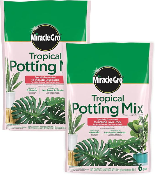 Miracle-Gro Tropical Potting Mix - Growing Media for Tropical Plants Living in Indoor and Outdoor Containers, 6 qt. (2-Pack)