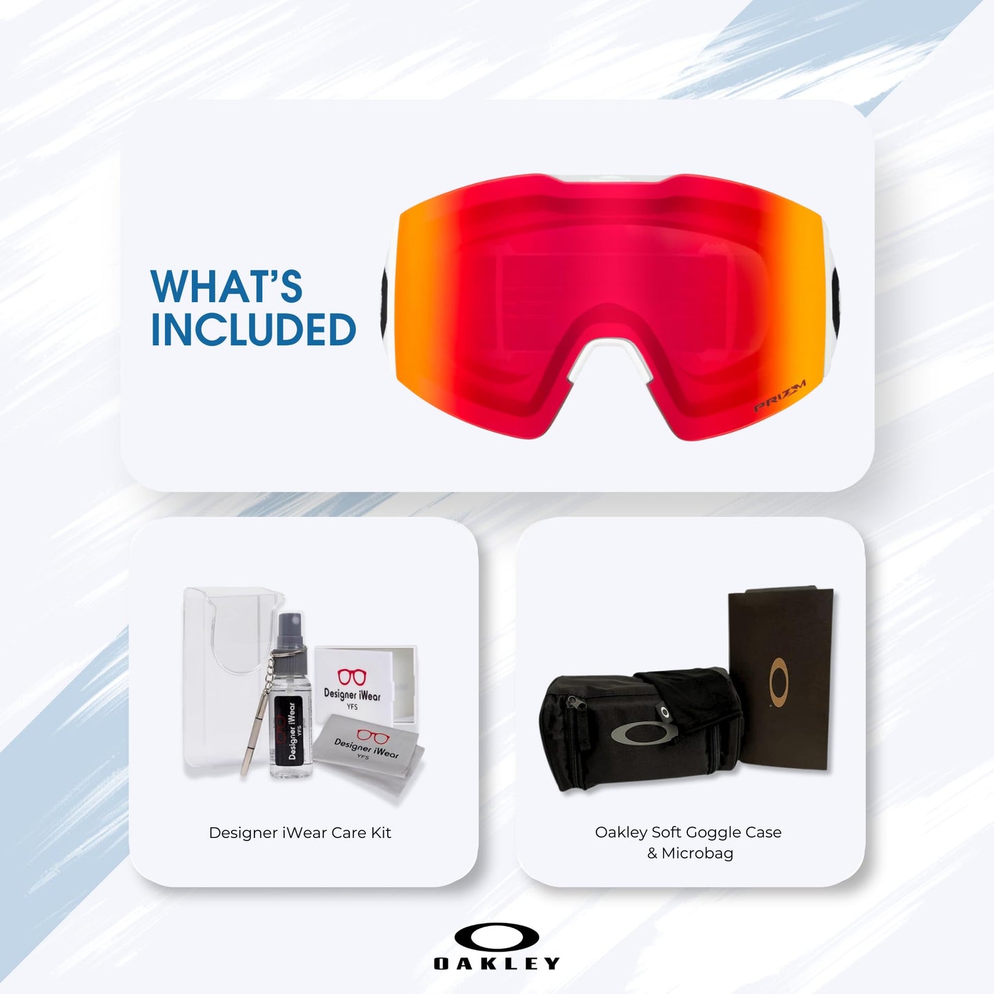 Oakley Fall Line M OO7103 Matte White/Prizm Snow Torch Iridium Ski Goggles For Men For Women + Bundle Accessory Leash Kit, Microfiber Pouch