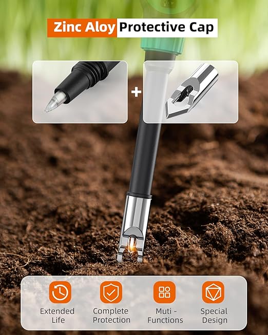 Tadeto Soil pH Tester, High Accuracy Digital pH Meter for Soil, Garden, Water, Plants, Solution and Food, Soil pH Test Kit with Thermometer LCD Display, Calibration Powder and Alloy Protective Cap