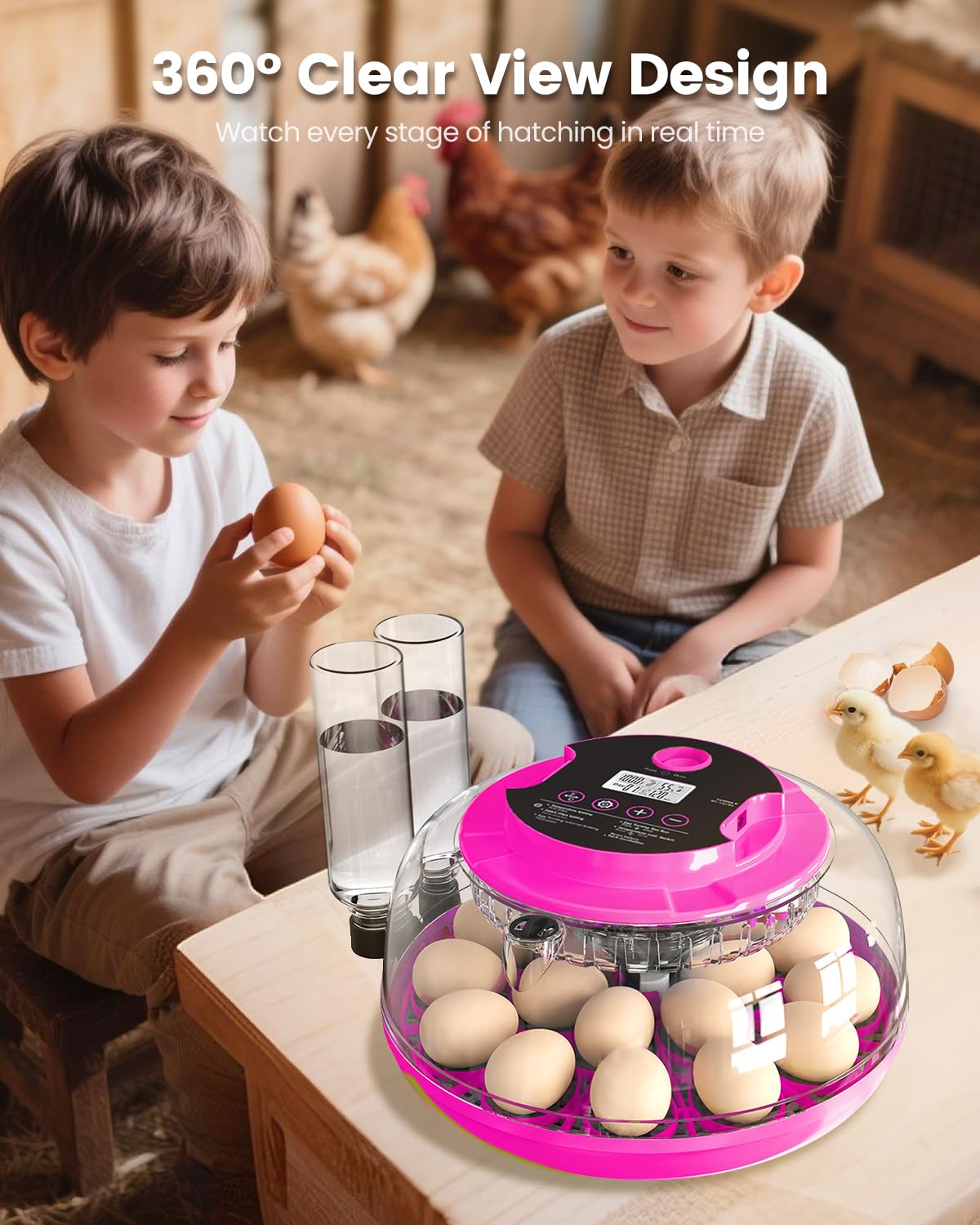 Incubator for Hatching Eggs, 18 Eggs Capacity, Incubators with Egg Candler, Automatic Egg Turner, Temperature & Humidity Control, Full Viewing for Chicken, Duck, Quail, Goose, Parrot, Pigeon