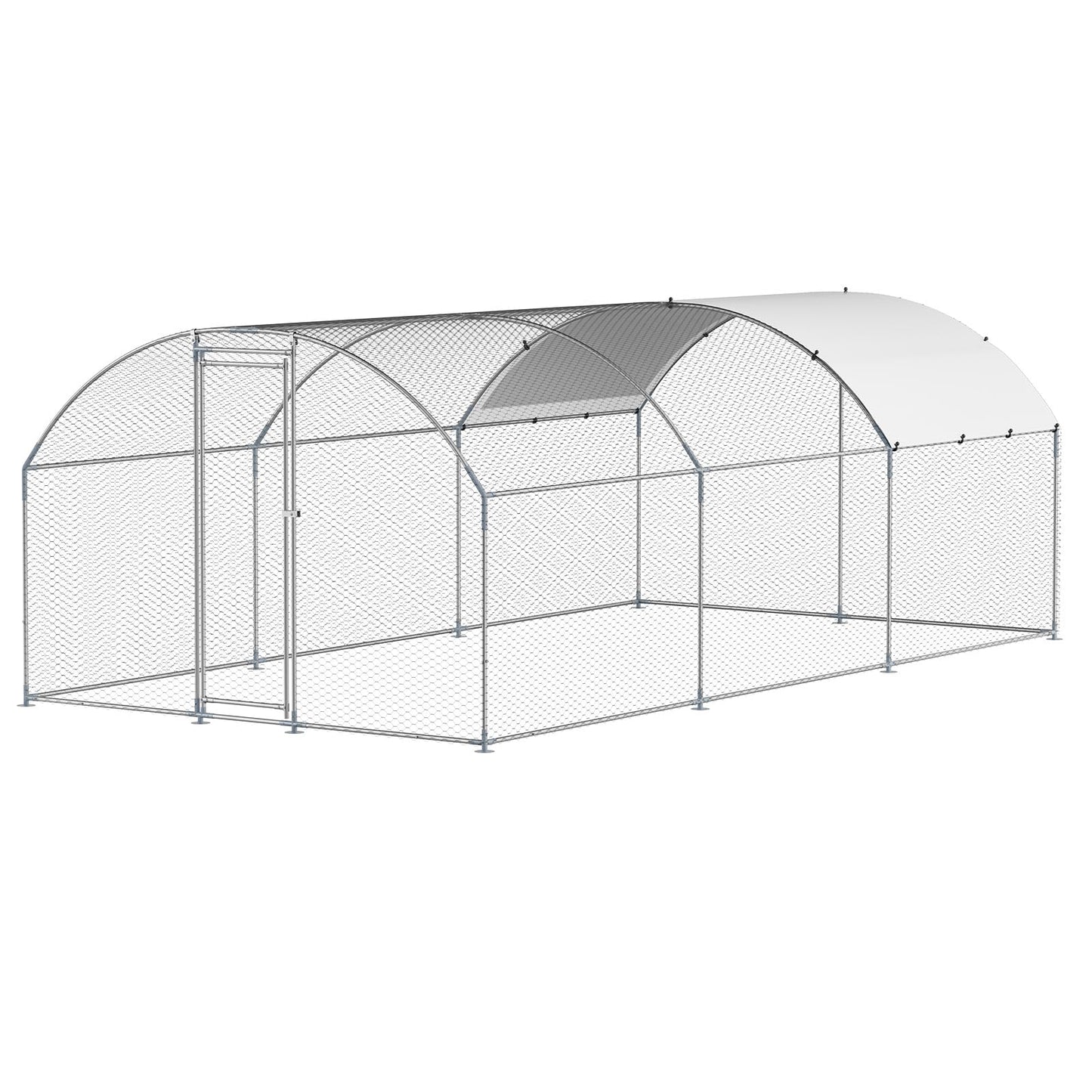 VEVOR Large Metal Chicken Coop with Run, Walkin Chicken Coop for Yard with Waterproof Cover, 6.5 x 9.8 x 6.5 ft, Spire Roof Large Poultry Cage for Hen House, Duck Coop and Rabbit Run