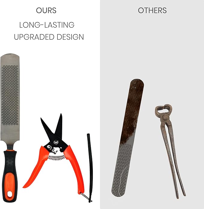 Goat Hoof Trimmer & Hoof Rasp File Set - Livestock Hooves Care Tools for Goats/Sheep - Precision Hand Pruners - Trimming Garden Secateurs