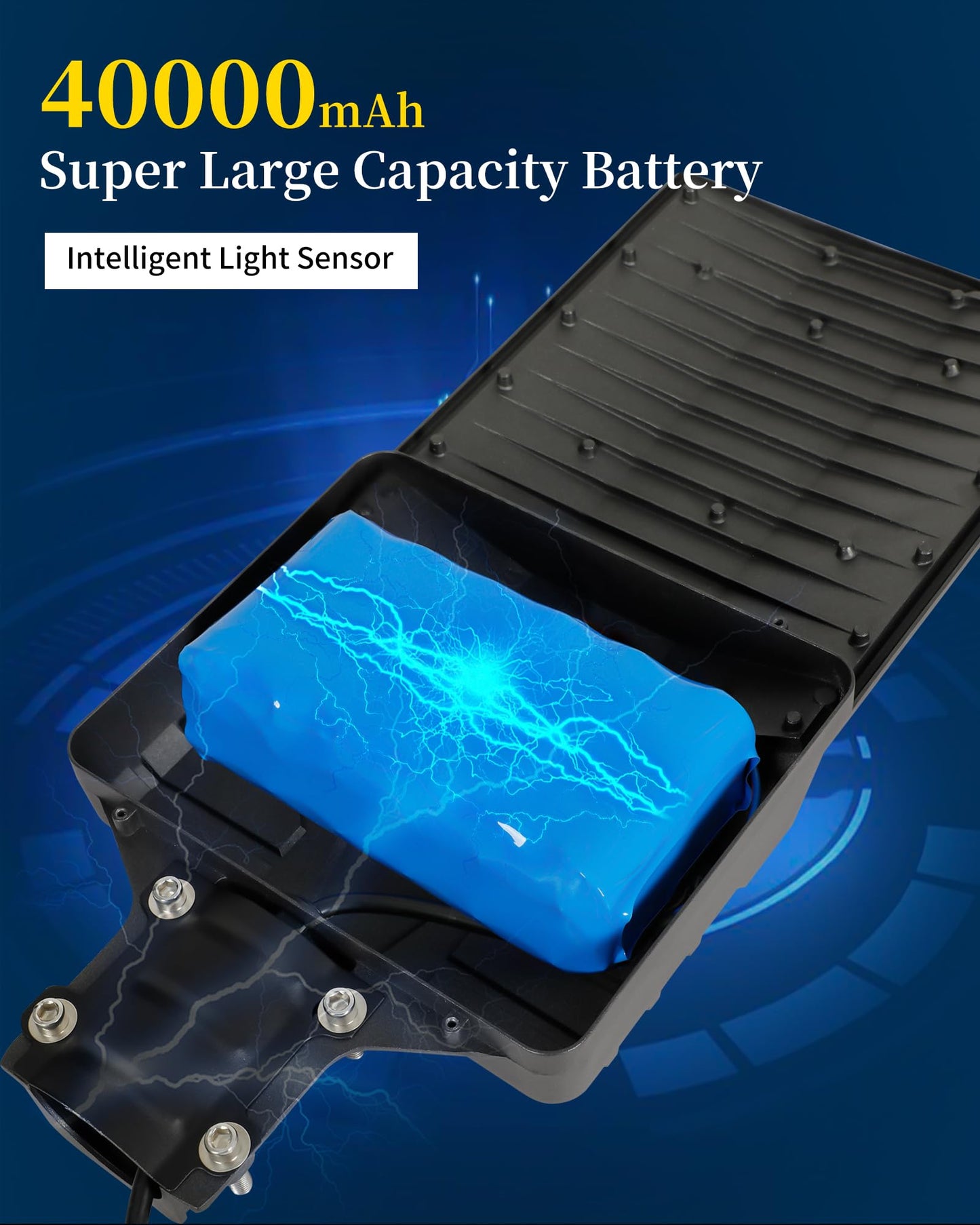 Ofuray Solar Street Lights Outdoor,OHF-Plus 40,000Mah High Power Solar Security Flood Lights Parking Lot Lights Commercial Dusk to Dawn,IP67 6500k Led with Remote for Street,Court,Barn