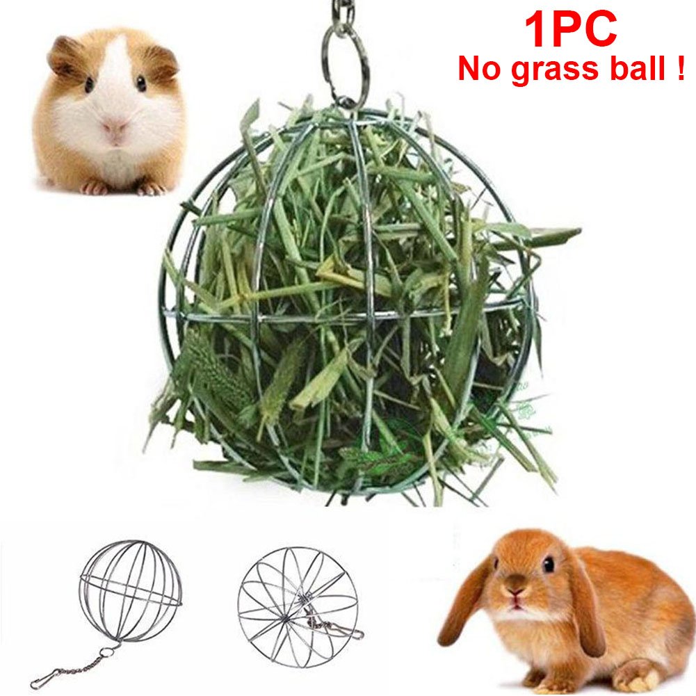 UXELY Metal Food-Ball, Guinea Pig Hay Feeder, 8/13cm Feed Ball for Rodents, Rabbit Grass Manger Holder Feeding Dispenser for Bunny, Stainless Steel Frame