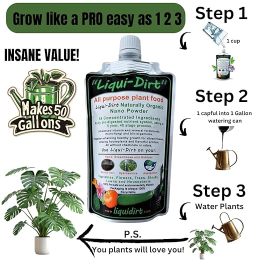 Naturally Organic Plant Food Fertilizer for Indoor Houseplants, Rare Aroids, Flowers, Gardens, Vegetables, Herbs - All Purpose NPK with 18 Vitamins, Micro-Fungi & Bio-Organisms - 50 Gal Kit