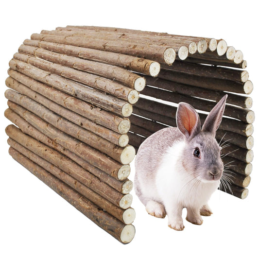 MUYG Wooden Bridge for Rabbits, Extra Large Wooden Hamster Bridge Ladder Bunny Climbing Chew Toy Small Animal Flexible Hideout Ramp Divider Tunnel for Guinea Pig Chinchilla Rabbit Ferret Hedgehog