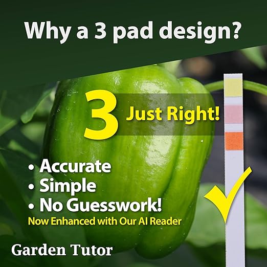 Garden Tutor Soil pH Test Kit – 100 Strips with AI-Powered Web Reader – Accurate Testing for Lawn, Garden & Compost – pH 3.5–9