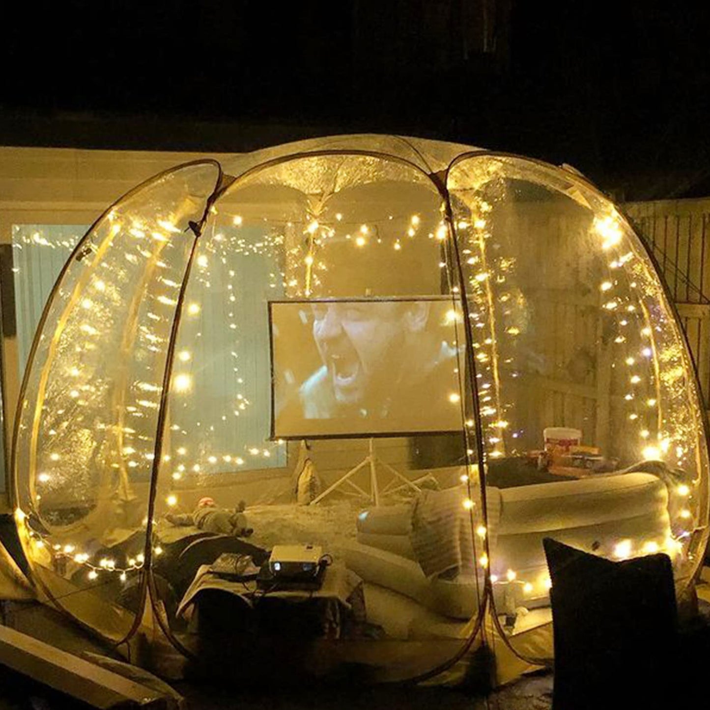 Alvantor Pop Up Bubble Tent - 12’ x 12’ Instant Igloo Tent - 8-10 Person Screen House for Patios - Large Oversize Weather Proof Pod - Cold Protection Camping - Beige