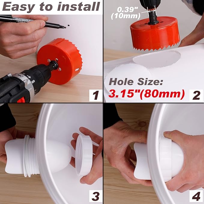 No Waste Chicken Feeder and Waterer Set,with Rat Stopper Caps,6 Ports 6 Chicken Water Cups and Hole Saw,DIY Poultry Feeder Port Gravity Automatic Fed Kit for Buckets,Barrels,Bins,Troughs