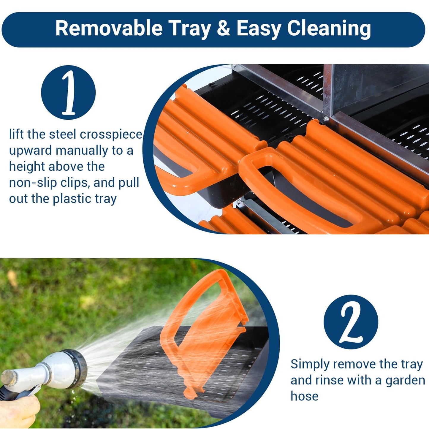 10 Hole Chicken Nesting Box with Bracket, Roll-Away Egg Collection System with Ventilation Holes，Rustproof Plastic Tray & Keyhole Mounting, Chicken Laying Box for Hen & Duck, Orange