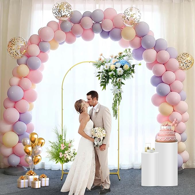 Wedding Arch Backdrop Stand, Gold Metal Arch Backdrop Stand for Wedding Baby Shower, Birthday, Anniversary, Graduation Garden Balloon Arch Decoration (Gold-5.9X2.6FT)