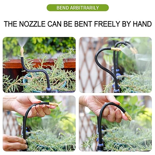 Drip Irrigation Kit Automatic Watering System for Potted Plants, 360 Degree Adjustable Copper Micro Sprinklers, Quick Connect Tubing Fittings for Garden, Lawn, Patio, Balcony(25 Nozzles)
