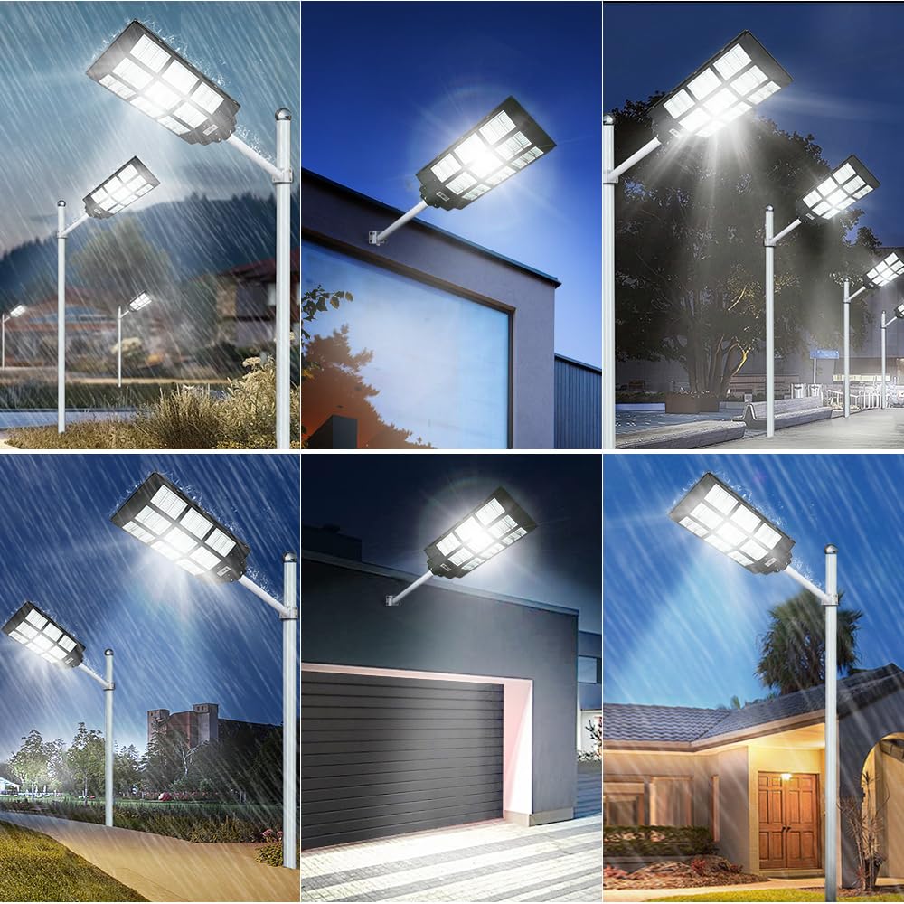 24000W Solar Street Lights Outdoor, 24000 Lumens Dusk to Dawn Motion Sensor Security Flood Light with Remote Control, Wireless, Waterproof, Perfect for Garden,Yard, Street, Parking lot 2 Pack