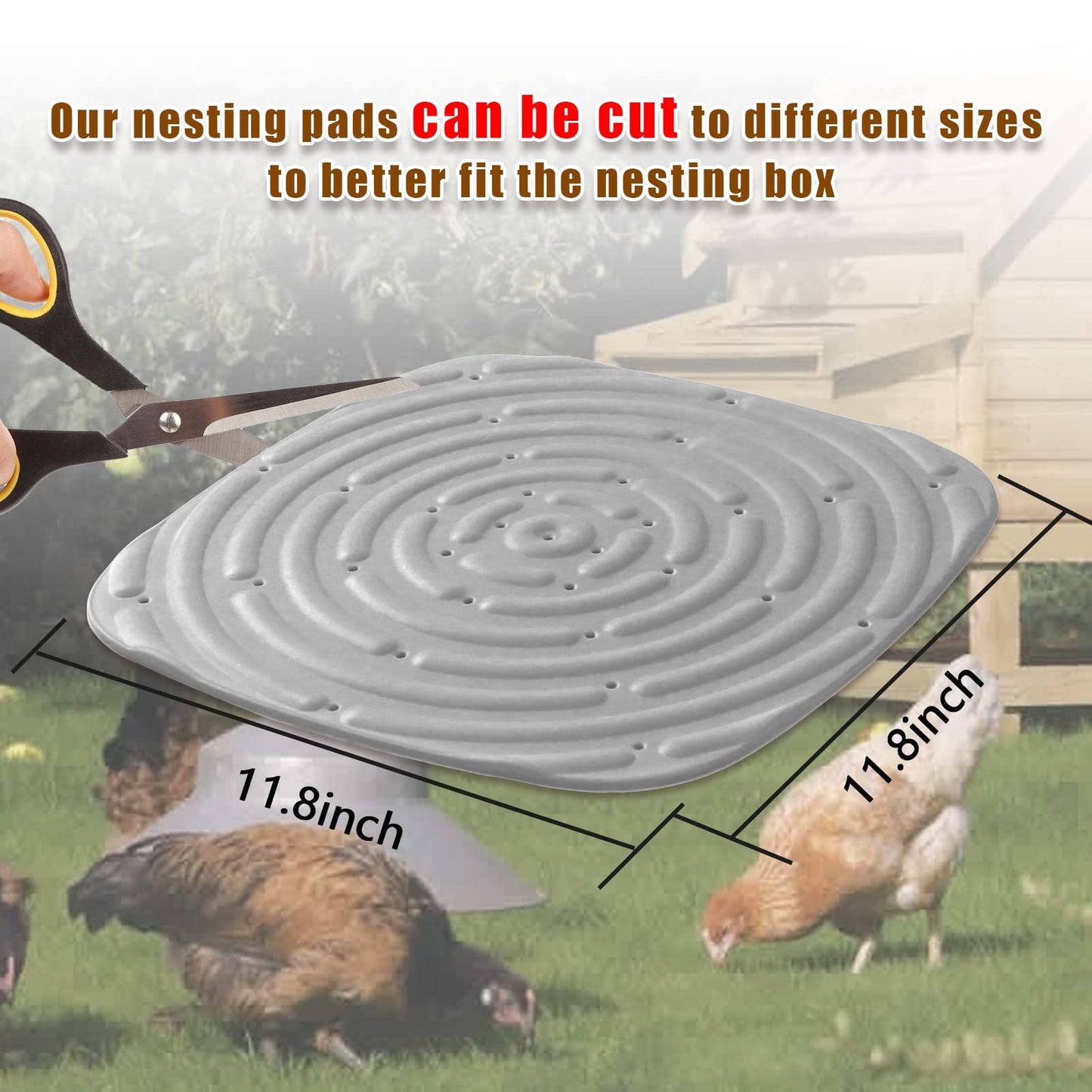 Chicken Nesting Box Pads, Washable Nesting Pads for Chicken Coop Bedding Nest Box Liners Reusable Nesting Pads for Laying Eggs Chicken Coop Accessories Grey 12''x12'' 4 Pictures Skimzy