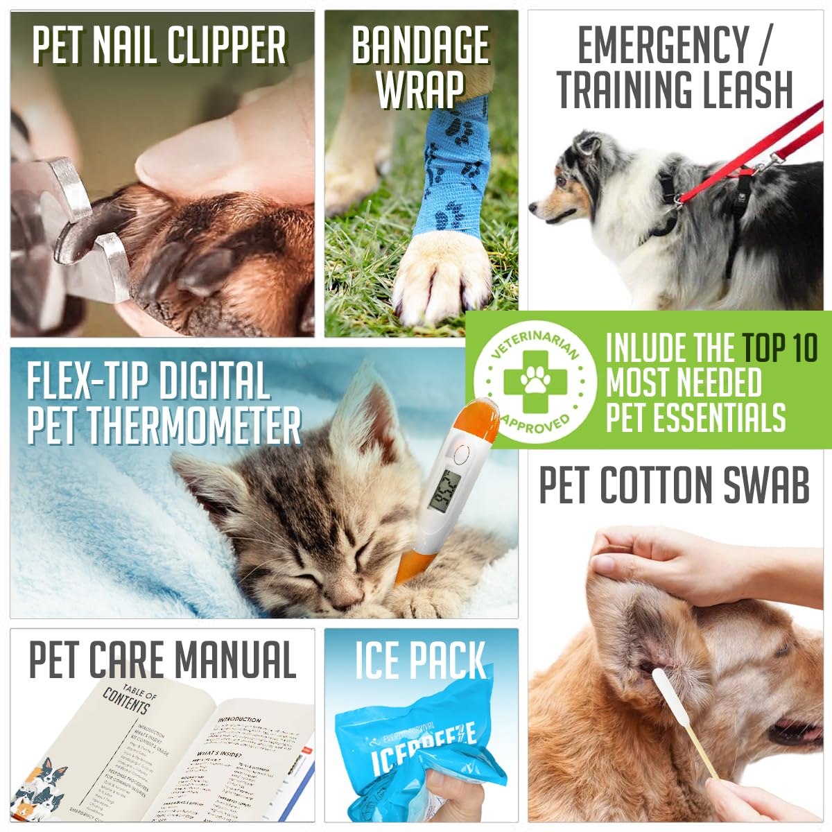 EVERLIT Pet Medic First Aid Kit | 95 Pcs Vet-Approved Medical, Outdoor & Emergency Supplies for Dogs, Cats, Animal Care | Travel-Friendly Compact Bag for Home, Car and Travel (Guardian Orange)