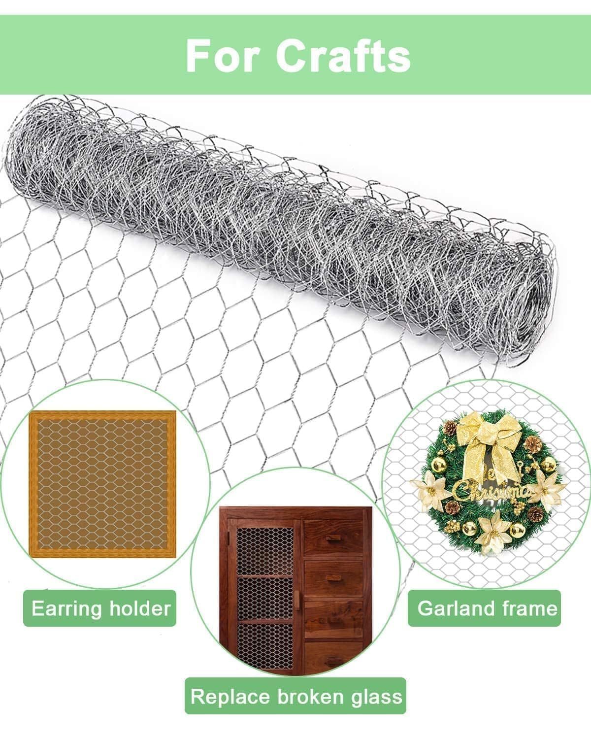 vensovo Galvanized Chicken Wire Mesh - Garden Animal Barrier Fence, 0.8 inch Mesh Fence for Pet,Rabbit,Poultry(16.5"×157")