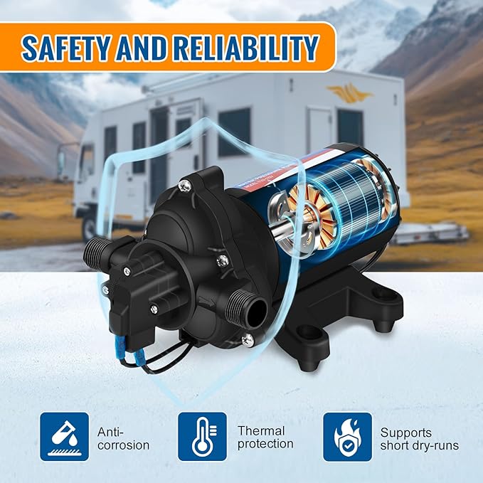 YOUNGTREE 110V Industrial Water Pressure Diaphragm Pump 4.0GPM 50PSI On Demand RV Electric Water Transfer Pump 110Volt AC with Garden Hose Adapters for Irrigation Home Pool Draining Sprinkler