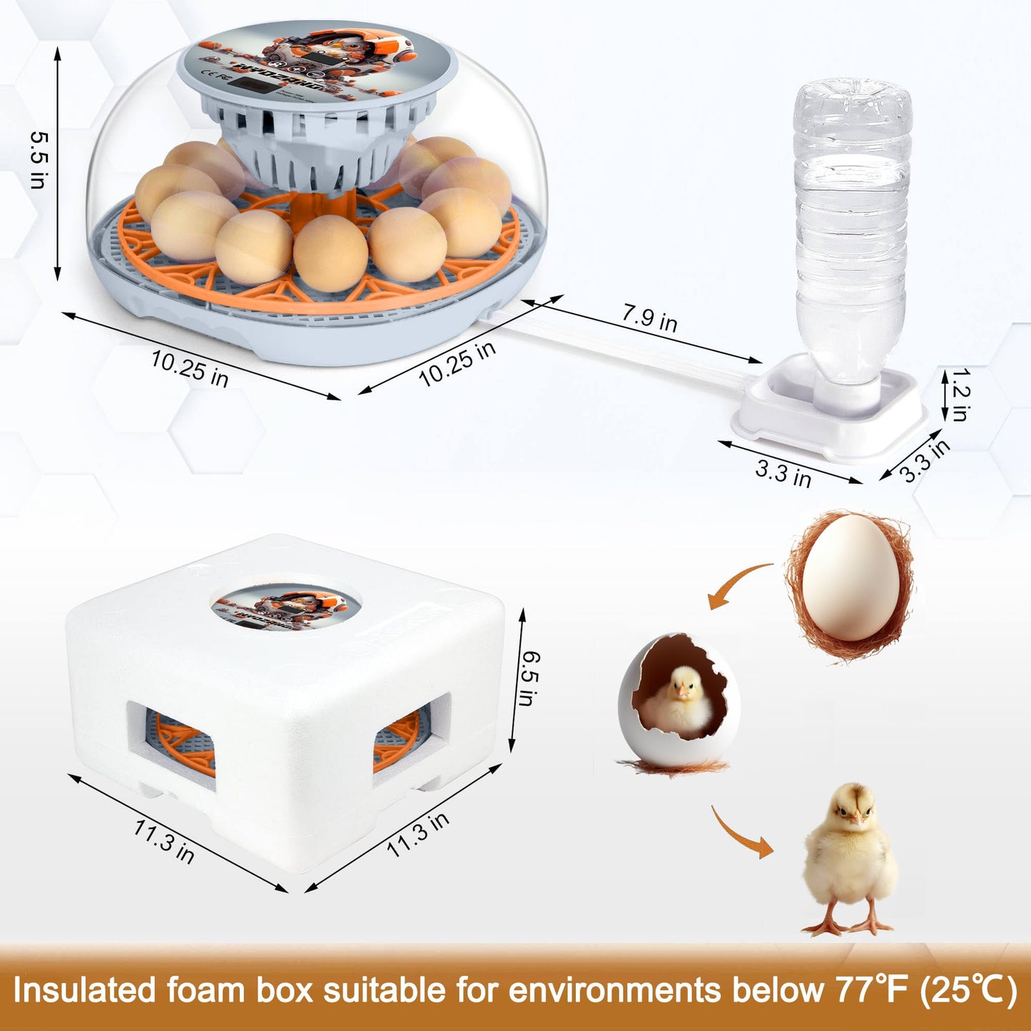 WYD2ANG Smart Chicken Incubators for Hatching Eggs with Automatic Turner Small Poultry Duck Quail 12 Egg Incubator Temperature Control Display Hatcher Machine (Mechachick, ℉)