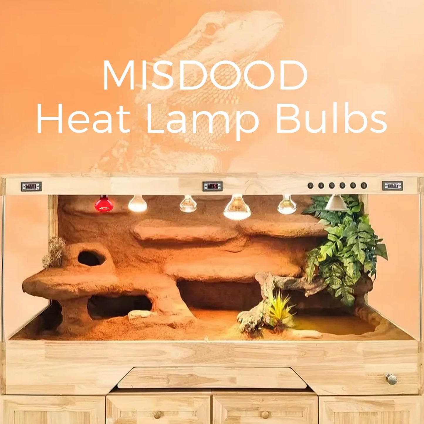 MISDOOD Infrared Heat Lamp 250 Watt 2 Pack, 120v R40 Incandescent Heating Bulbs for Reptiles Chicks Food Puppies Bathroom, E26 Base, Red