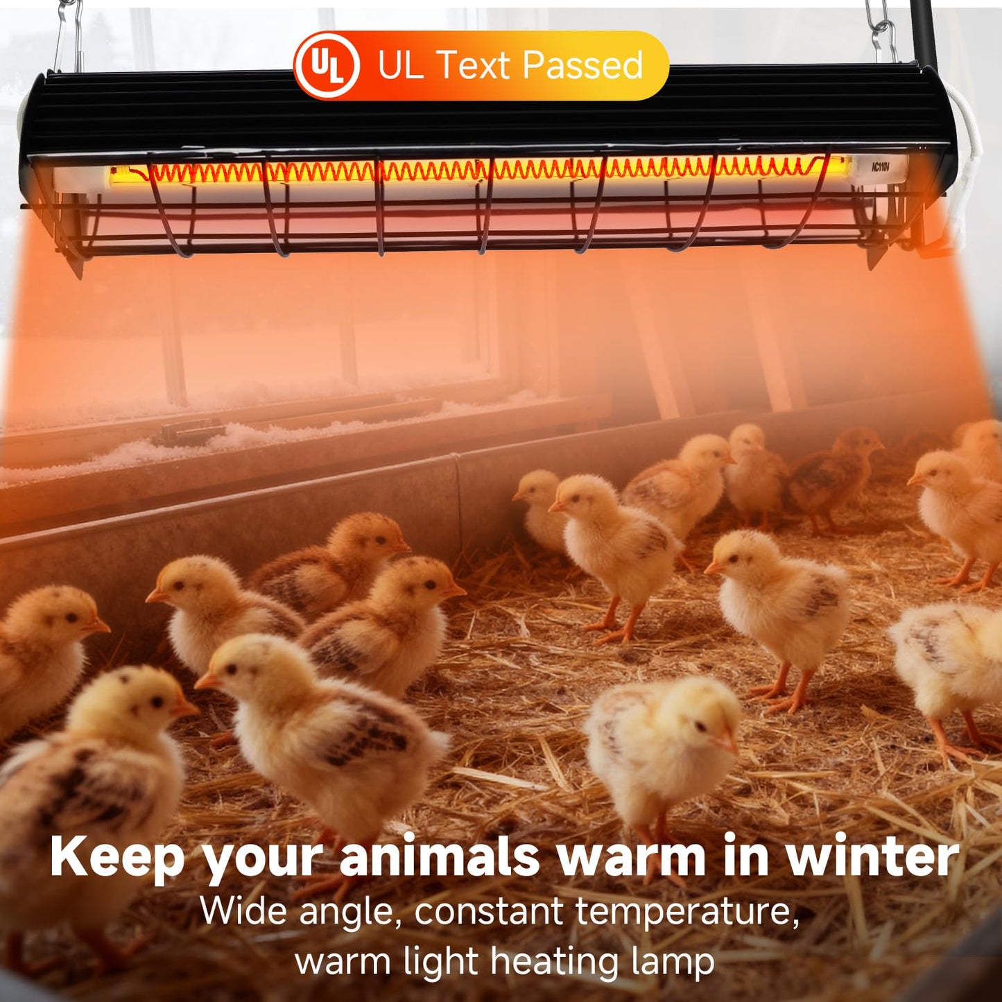 Large Chicken Coop Heater Lamp, 400W Carbon Fiber Heating Plate, Adjustable Temperature & Height, Safe Overheat Protection, Ideal for Poultry, Chicks, Livestock & Pets
