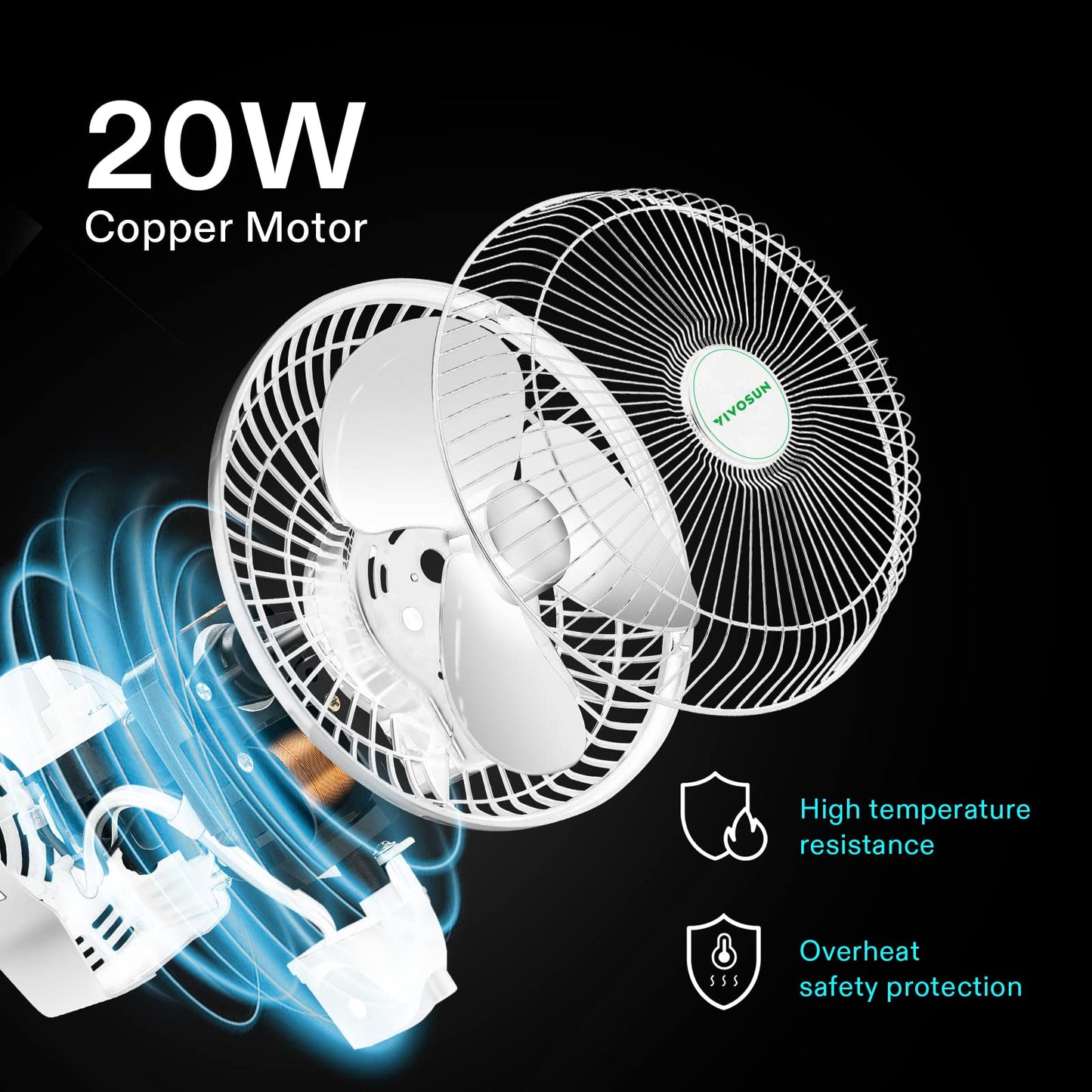 VIVOSUN S448 4x4 Grow Tent and AeroWave A6 Grow Tent Clip Fan Kit, High Reflective Mylar for Hydroponics Indoor Plant, Patented Portable Auto Oscillating Fan 6”