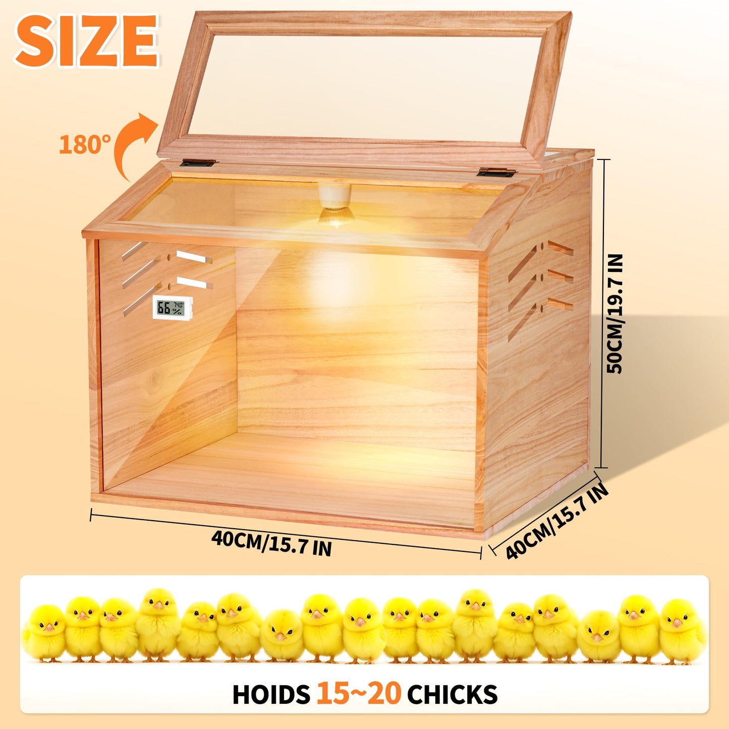 Brooder Box for Chicks,Chicken Chick Brooder Box 15.7×15.7×19.7 Inch