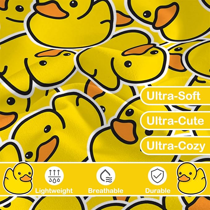 Twin Duvet Cover Set: Kids Yellow Ducks Themed Brushed Microfiber Bedding for Boys Girls Room- Little Plastic Rubber Duck Print Comforter Cover with 2 Pillowcases