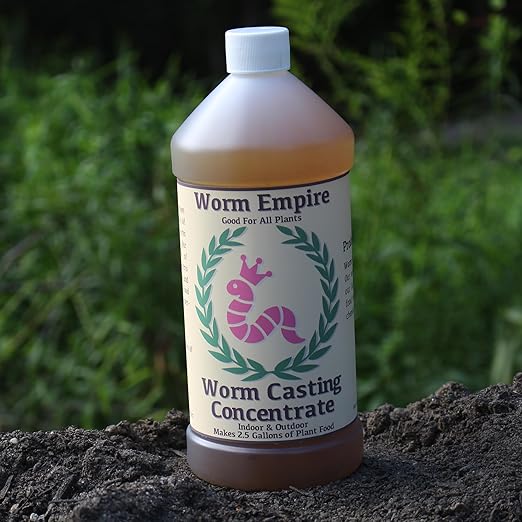 Worm Casting Tea, Natural Plant Food and Liquid Fertilizer Concentrate for Indoor and Outdoor, 1 Quart