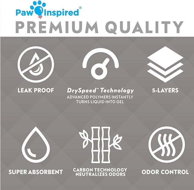 Paw Inspired Disposable Guinea Pig Cage Liners | Bamboo Charcoal Odor Controlling | Super Absorbent Liners Pee Pads for Ferrets, Rabbits, Hamsters, and Small Animals (28" x 17" (C&C 2 x 1), 24 Count)