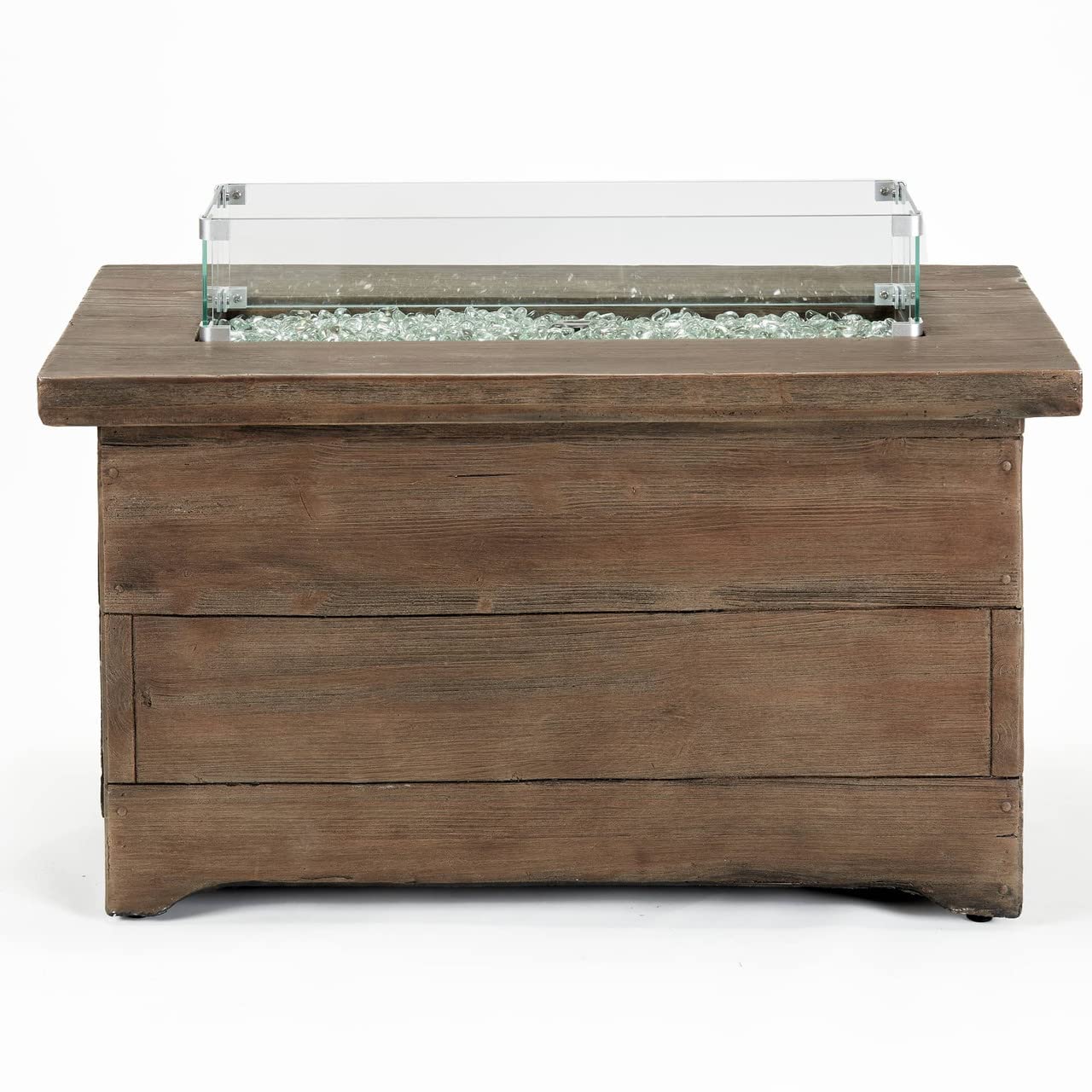 Bluegrass Living HF42603 Barnyard Style Propane Fire Pit Table for Patio and Deck Use, MGO Construction, Includes Glass Beads and Protective Cover, 42 Inch x 20 Inch, Gray