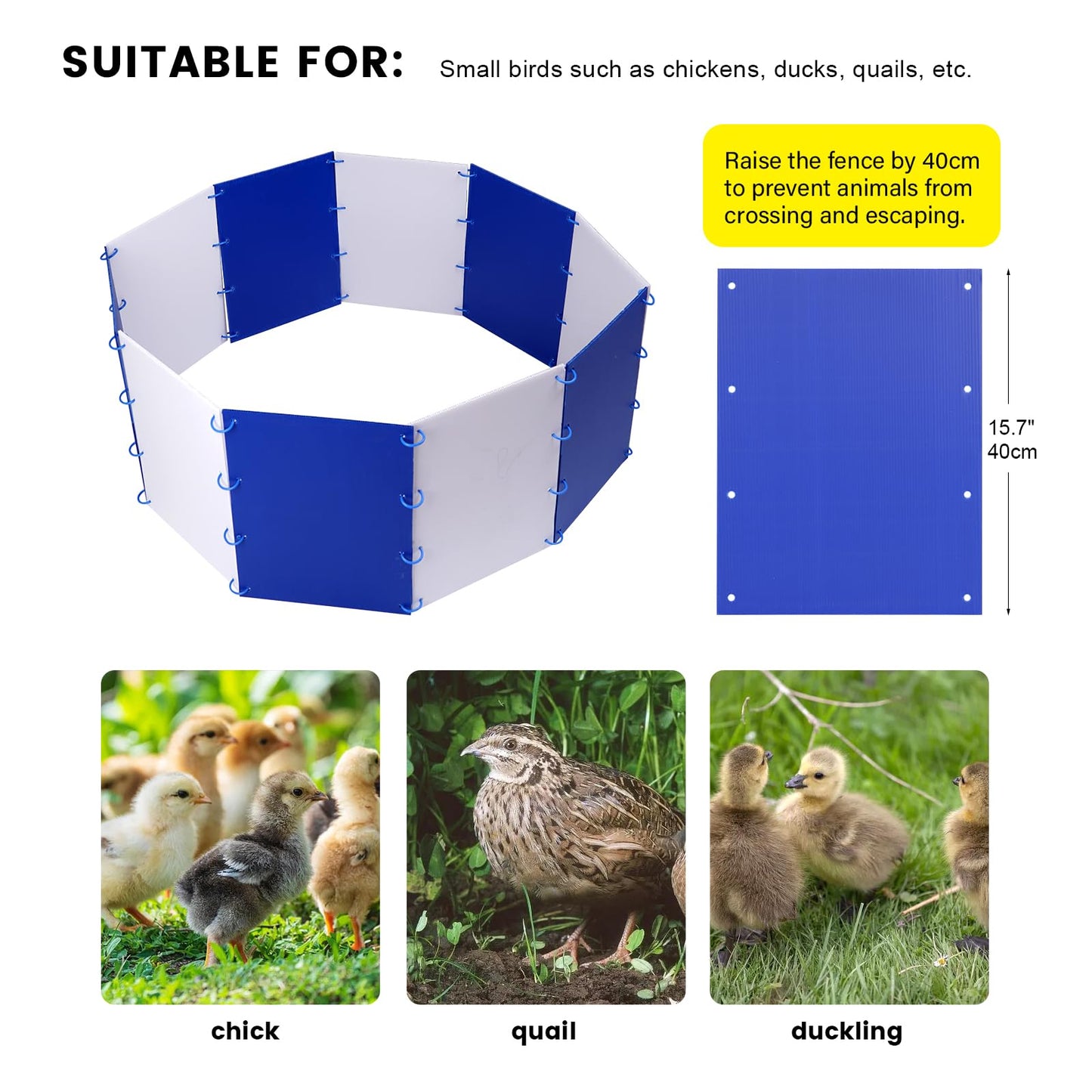 NAOEDEAH Chick Starter Kit Chicken Brooder Box for 15 Ducks Chicks Portable Coop & Chicken Cage Dog Playpen Panels for Small Animal