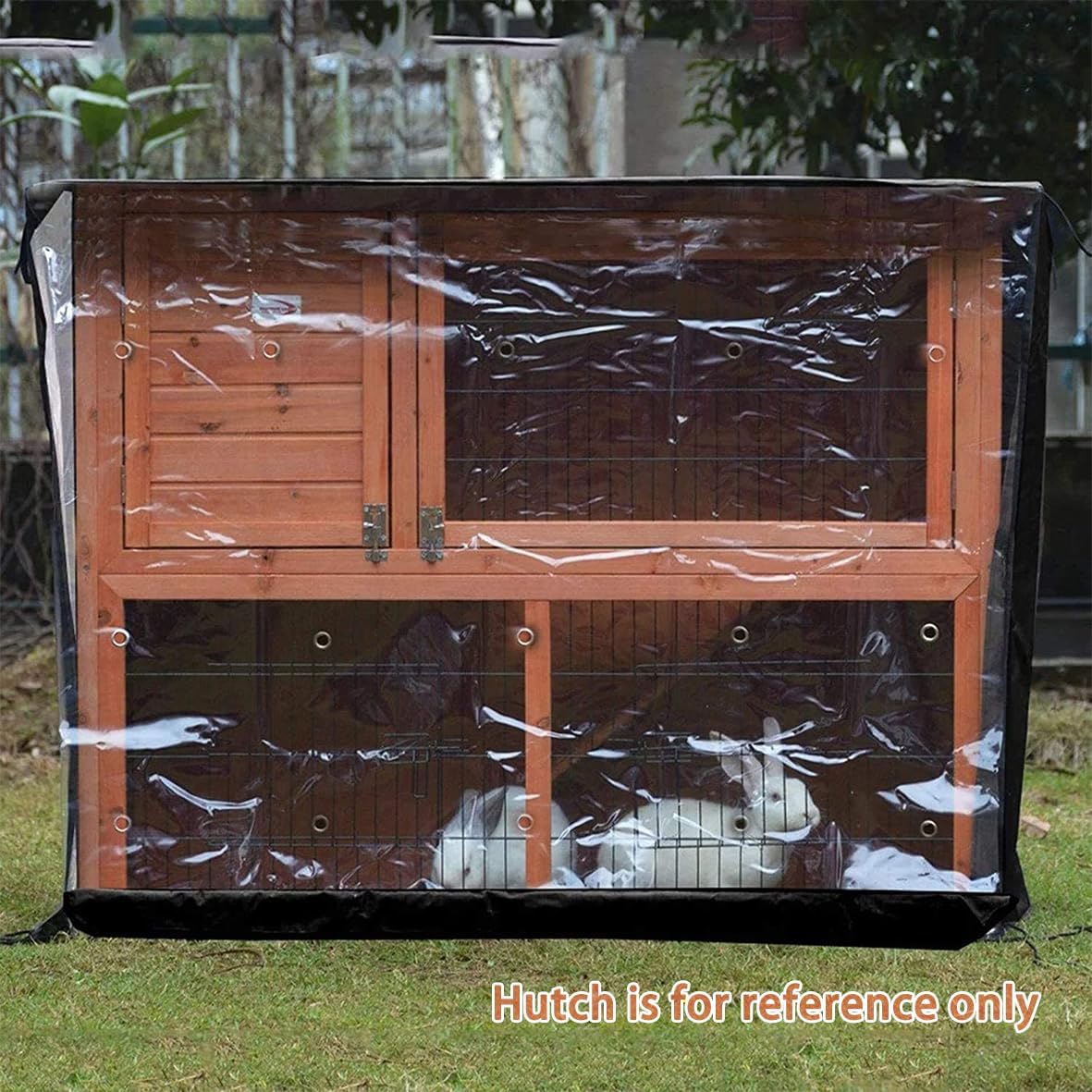 J&C Heavy Duty Double 420D Decker Rabbit Hutch Cover Windproof Rectangular Outdoor Bunny Cage Cover for Guinea Pig Cage Waterproof (48x20x41 in)