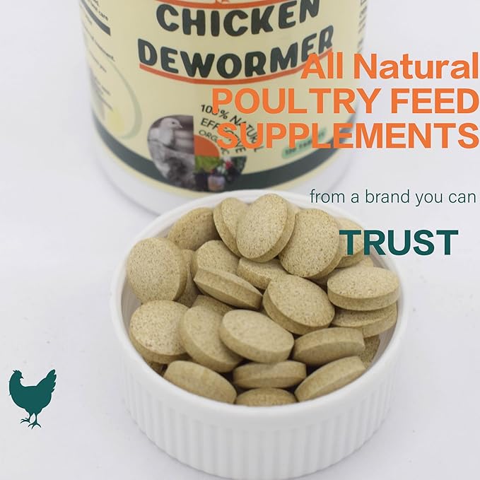 Jmxu's Chicken Dewormer, All Natural Formula Poultry Dewormer, Safeguard Chicken Medicine for Laying Hens, Chicks, Roosters, Turkeys to Relieve and Prevent Worms, 120 Tablets