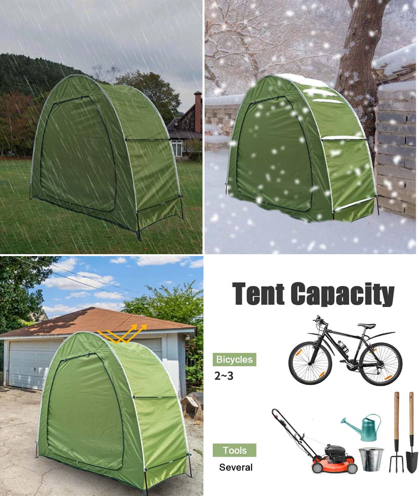 HuaKastro Outdoor Bike Cover Bicycle Tent for 2 Bikes, Waterproof Oxford Storage Tent, Foldable Bike Shelter for Camping