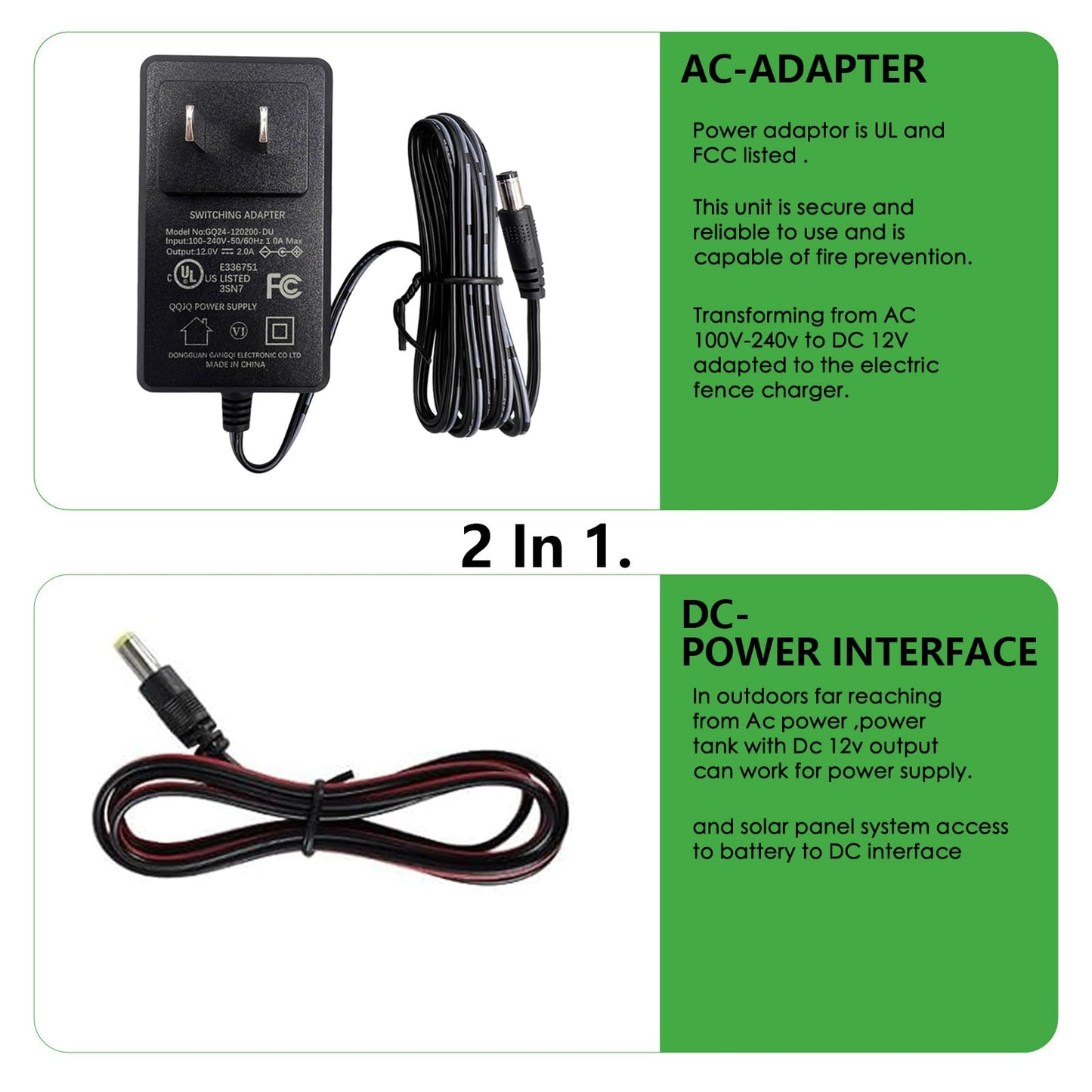 Lifence AC&DC 2 in 1 Powered Supply 8 Mile Electric Fence Energizer for Preventing Wild Animals Intruding 32 Acre Input 12V Output Voltage 10KV 1 Joule Deter Predators Contain Cattle Cow and Livestock