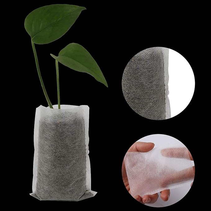 Augshy Nursery Growing Bags - 400pcs Fabric Plant Pots, Non-Woven Grow Bags for Seeding, Starter Seedling Plants, Home Garden, Outdoor, Greenhouse