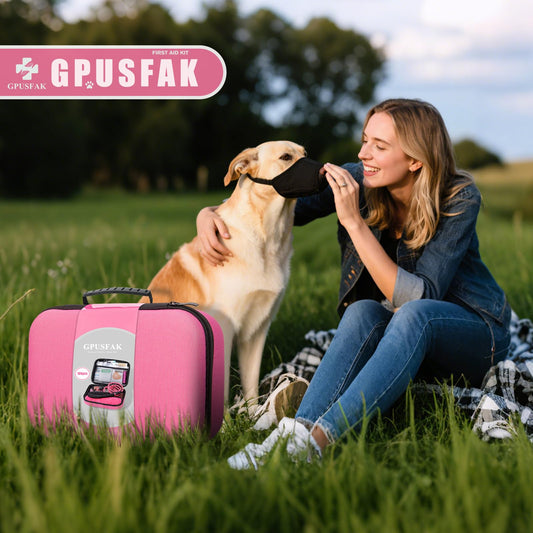 GPUSFAK Pet First Aid Kit for Dogs - Pet Emergency Kit for Camping Hiking Traveling Hunting and Sports (Pink)