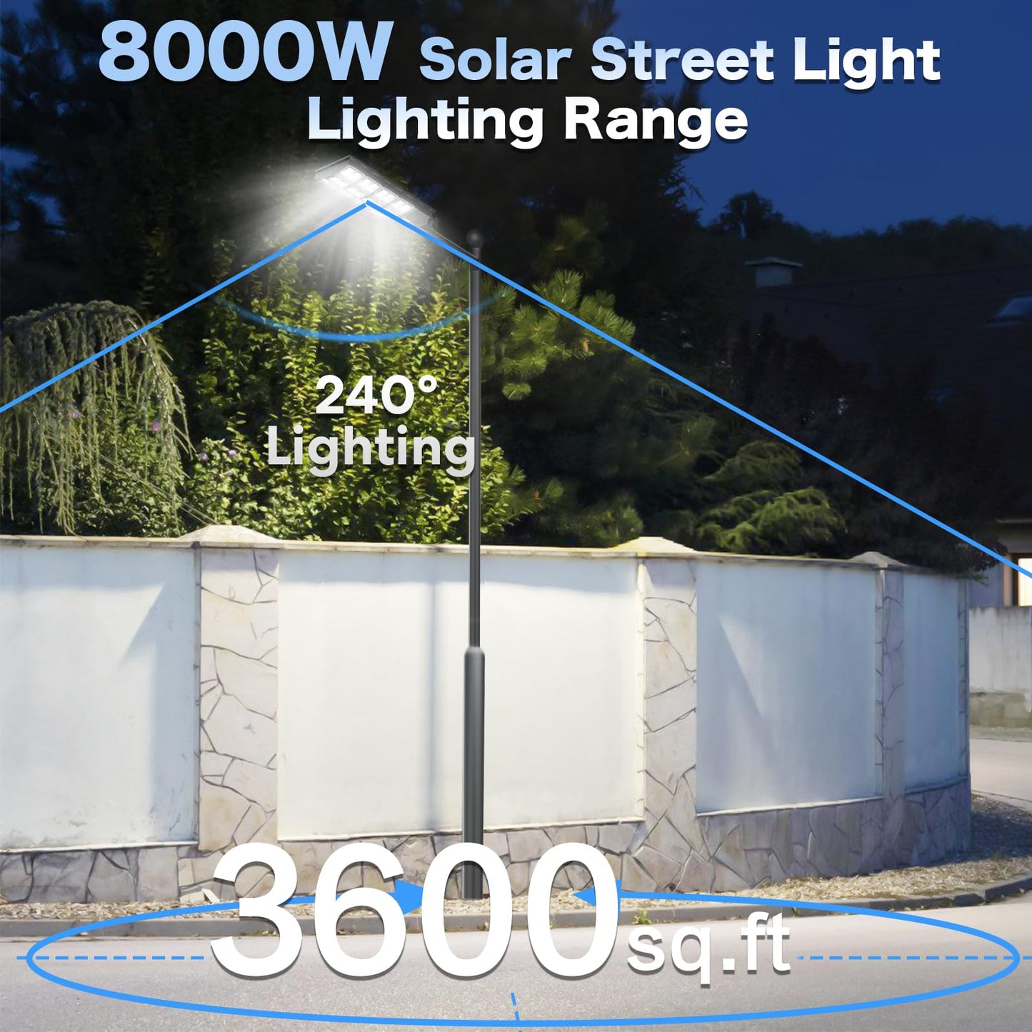 VOOJOY 8000W Solar Street Lights Outdoor Waterproof, Dusk to Dawn Solar Lights Outdoor with Motion Sensor and Remote Control for Yard, Parking Lot, Garage, Street, 3 Pack