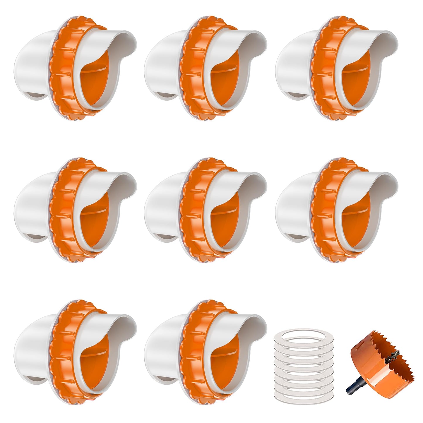 ZenxyHoC DIY Chicken Feeders No Waste, 8 Ports Poultry Feeder with Hole Saw for Buckets Troughs Orange
