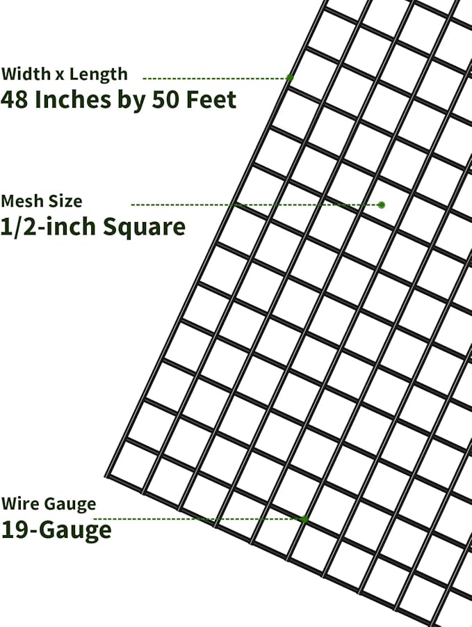Hardware Cloth 1/2 inch 48'' x 50' 19 Gauge, Chicken Wire Fence Roll, Chicken Wire Mesh, Garden Fencing, Wire Fencing, Hardware Mesh, Cage Wire, Vinyl Fencing, Tree Fence