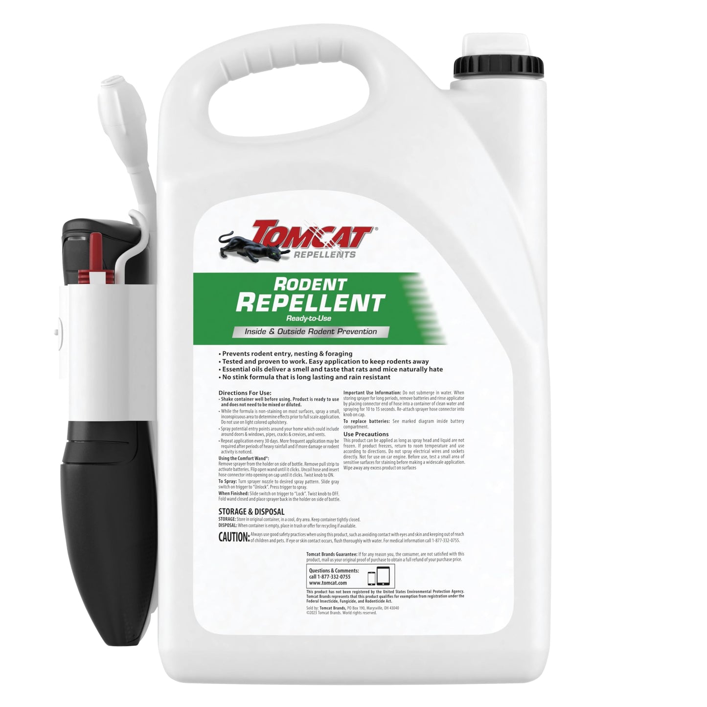 Tomcat Repellents Rodent Repellent Ready-to-Use, For Indoor and Outdoor Mouse and Rat Prevention with Peppermint, Cinnamon and Garlic Essential Oils, 1 gal.
