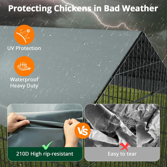 Metal Chicken Coop, 21ft x 3.5ft Chicken Run Pen for Yard with Cover Outdoor Metal Portable Chicken Tractor Cage Enclosure Crate Outside for Small Animals Duck Rabbit Hen