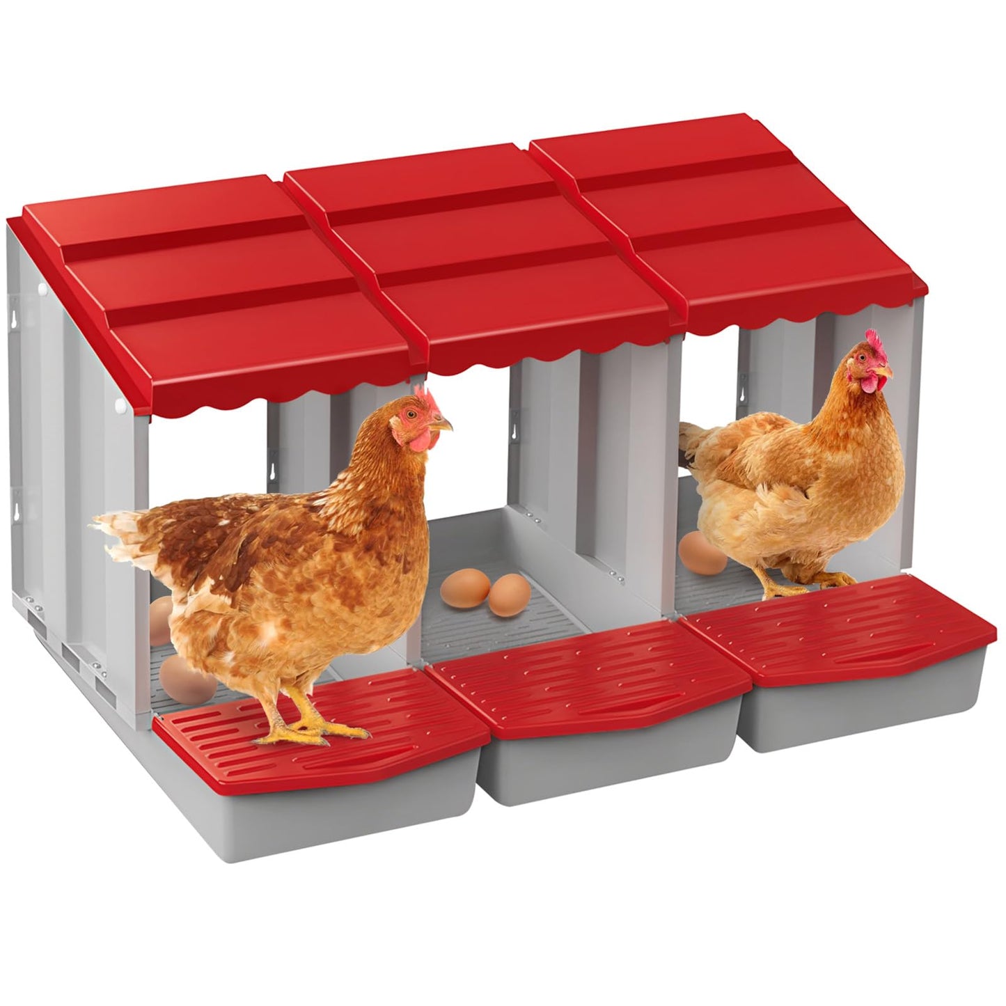 Chicken Nesting Boxes,3 Hole Nesting Box for Chicken Coop, Rolling Egg Collection and Protection Nesting Boxes
