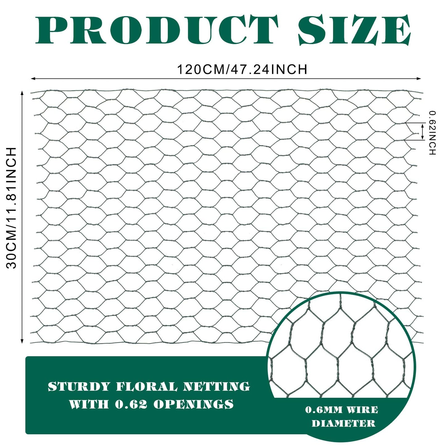 Amylove 2 Pack Chicken Wire for Floral Arrangements 0.6 Inch Hexagonal Galvanized PVC Coated Netting Wire Fence for Crafts Poultry Garden(12 x 48 Inch)