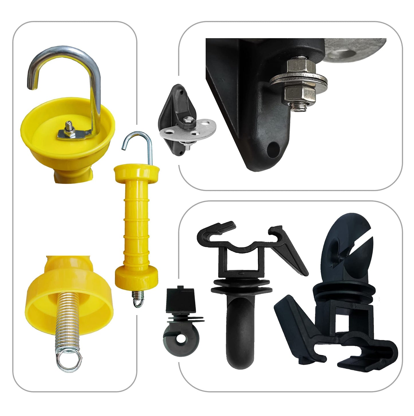QMARK Electric Fence Gate Handle Set with 2 Handles, 4 Anchors and 4 Insulators